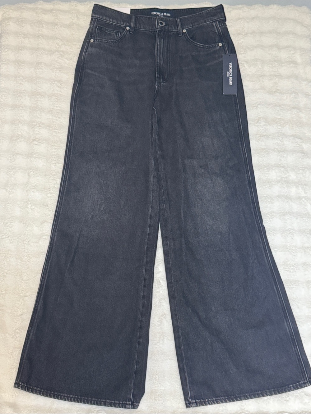 Veronica Beard "KASEY" Wide Leg Mid Rise Washed Onyx Size 29 NEW